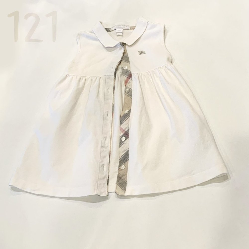 Burberry White Knit Sleeveless Dress and Diaper Cover - Size 12M